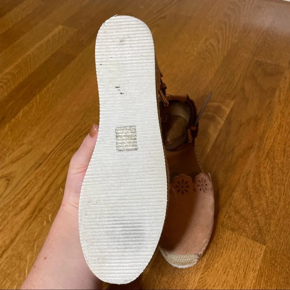 See by Chloe Pink Glyn Floral Laser Cut Espadrille Flat